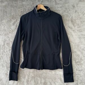 Lululemon Women’s Black Zip Up Jacket Fitted Performance Running Training Sz 12
